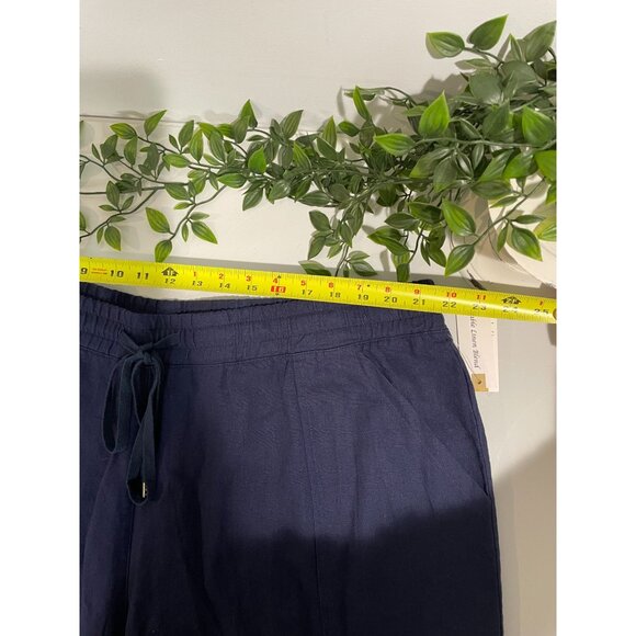 Land N Sea Womens 3XNavy Linen-Blend Drawstring Pants With Elastic Waist&Pockets - Picture 13 of 15